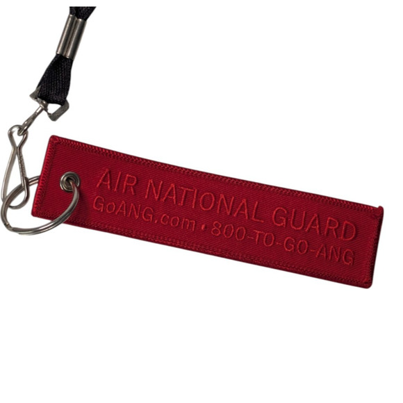 Air National Guard Lanyard with Remove Before Flight Embroidered Keychain Red - Picture 3 of 4